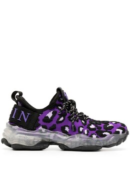 Philipp Plein кроссовки Runner с леопардовым принтом, фиолетовый a20swsc1934pte003n | фиолетовый
