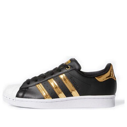 Кроссовки оригинальные суперзвезда металлический носок Adidas, черный fv3329 | black/gold
