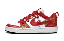 Кроссовки Nike Court Borough Skateboarding Shoes Women's Low-top White, красный fz5525-161(team87-佳偶天成女款红白) | red and white