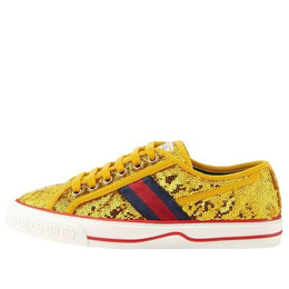 Кроссовки (WMNS) Gucci Tennis 1977 'Gold Sequin Satin', желтый 646438-2mo10-8060 | gold/blue/red