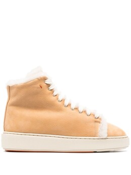 Santoni высокие кроссовки с отделкой из овчины, нейтральный цвет wbcd61041tiap | нейтральный цвет