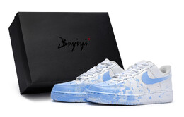 Кроссовки Nike Air Force 1 Skateboarding Shoes Women's Low-top Blue, белый/синий dh2920-111(team80-女款冲浪现场s-box) | white/blue