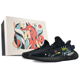 Кроссовки Yeezy Boost 350 V2 Lifestyle унисекс с низким верхом желтый Adidas hq4540(team40-涂鸦艺术sbox) | black