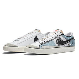 Кроссовки Nike Blazer Skateboarding Shoes Unisex Low-top White/blue, белый da6364-101(team10-二次元) | white