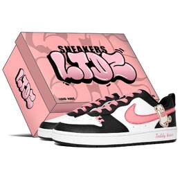 Кроссовки Nike Court Borough Skateboarding Shoes Women's Low-top Pink/white, черный bq5448-115(team113-关于小熊s-box) | black