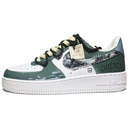 Кроссовки для скейтборда Air Force 1 женские с низким верхом, белый/зеленый Nike dd8959-100(team240-素影穿越者） | white