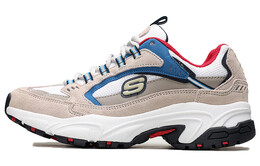 Кроссовки женские толстые низкие бежевые/синие Skechers 13450-tpbl