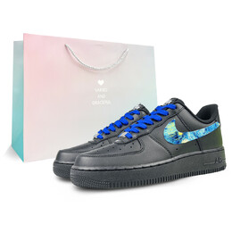 Кроссовки Air Force 1 для скейтбординга, унисекс, низкие, черный, синий Nike fz0627-010(team401-灿若星空sbox) | black