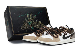 Баскетбольные кроссовки Air 1 Vintage женские с низким верхом белого цвета Jordan, коричневый/белый dz5368-201(team80-女款爵士乐s-box) | brown/white