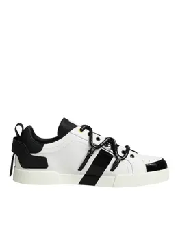 Dolce & Gabbana White Leather Logo Portofino Sneakers Shoes - EU40/US7 mv7979-40