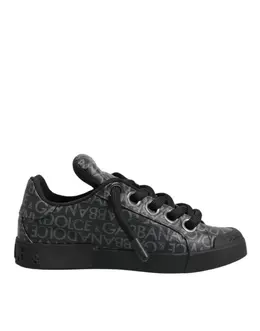 Dolce & Gabbana Black Cotton Denim Logo Low Top Sneakers Shoes - EU44/US11 mv8037-44