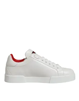 Dolce & Gabbana White Leather Lace Up Low Top Sneakers Shoes - EU39/US6 mv7295-39