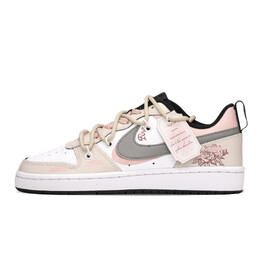 Кроссовки Nike Court Borough Skateboarding Shoes Women's Low-top Grey/cyan/pink, серый/розовый bq5448-115(teama-誓言玫瑰) | gray/pink