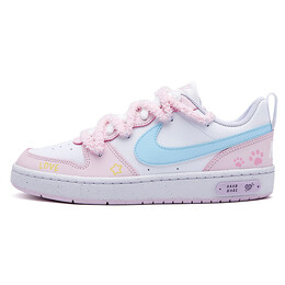 Кроссовки Nike Court Borough Skateboarding Shoes Women's Low-top Pink/White/Blue, розовый dv5456-105(teamfive-喵爪甜心) | pink/white/blue
