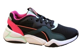 Черные кожаные женские кроссовки Nova на шнуровке 369655 01 Puma, черный 3845155 | schwarz