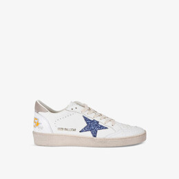 Женские низкие кроссовки Ballstar 11871 из кожи с блестками и звездами Golden Goose, белый r04323571 | white/oth