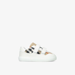 Детские кожаные низкие кеды Noah с принтом в клетку Burberry, белый r04331018 | winter wht