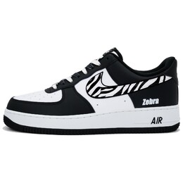Кастомизированные кроссовки Nike Air Force 1 Skateboard Shoes Unisex, черный/белый dv0788-001(team113-斑马s-box) | white