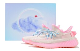 Кроссовки Adidas Yeezy Boost 350 Lifestyle Shoes Unisex Low-top Ultra Blue/Fire Orchid, розовый hq6316(team柒-男女款粉西瓜sbox） | pink