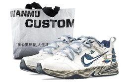 Массивные кроссовки Nike Air Monarch 4 унисекс, White/Blue 415445-102（team144-流浪地球） | white/blue