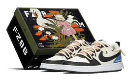 Кроссовки Nike Court Borough Series Skateboard Shoes Women's Low-Top Black Blue bq5448-104