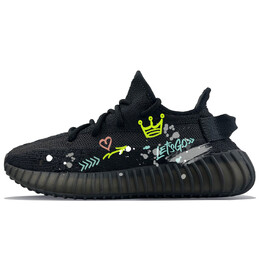 Кроссовки Yeezy Boost 350 V2 Lifestyle унисекс с низким верхом желтый Adidas hq4540(team40-涂鸦艺术) | black