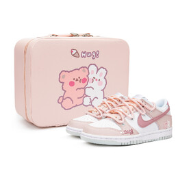 Кроссовки Nike Dunk Skateboard Shoes Women's Low-Top Pink White dh9765-102(teamp-粉底抱抱熊）