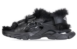 Кроссовки женские Balenciaga Track Sandal Fake Fur, черный 668560w3cq31000