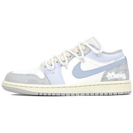 Баскетбольные кроссовки Air 1 Vintage женские с низким верхом, синий/серый Jordan dc0774-103（team509-女款恋爱心语） | blue gray