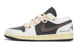 Кроссовки Air Jordan 1 Vintage Basketball Shoes Unisex Low-Top Black dc0774-001(team59-同款黑拼深棕勾二) | coffee