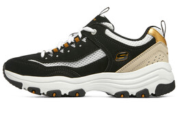 Кроссовки женские толстые низкие черные/золотые/белые/коричневые Skechers 8730066-bkgd