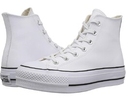 Кроссовки Converse Chuck Taylor All Star High Top Platform Leather Sneaker, цвет White/Black/White 9111952 | white/black/white