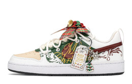 Кроссовки Nike Court Borough Skateboard Shoes Women's Low-Top White Red/Green dv5456-108(teama-圣诞花纹)