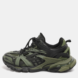 Balenciaga Green/Black Faux Leather and Mesh Track Low Top Sneakers Size 41 1215691