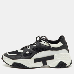 Tod's Black/White Mesh and Leather Active Sportivo 57b Chunky Sneakers Size 42 1214706