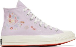 Кроссовки Converse Wmns Chuck 70 High Embroidered Floral Print - Pale Amethyst, фиолетовый a01584c | purple