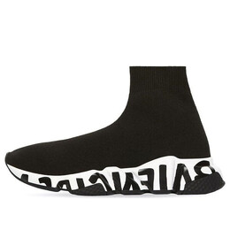 Кроссовки speed graffiti sneakers 'black knit black graffiti sole unit' Balenciaga, черный 605942w2db71015 | black/white