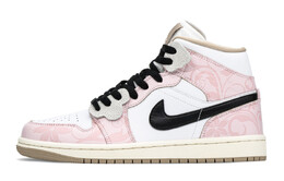 Баскетбольные кроссовки Air 1 Vintage женские, среднего размера, черный/розовый Jordan bq6472-103(teama-粉樱) | pink/black