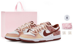 Женские кроссовки для скейтбординга Nike Dunk, Rose pink yellow-white fq8876-618(team80-女款酒心玫瑰s-box) | rose pink yellow-white