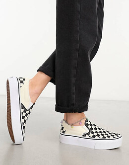 Черно-белые кроссовки в шахматную клетку Vans Classic Slip-On Platform 204508238 | black