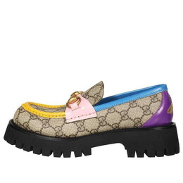 Кроссовки gg lug sole horsebit loafer 'multicolor' Gucci, бежевый 727170-fabbw-9785 | beige/ebony/purple/blue/pink/yellow