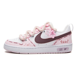 Кроссовки Nike Court Borough Skateboarding Shoes Women's Low-top White, красный dv5456-105(teamfive-青春祈愿) | red, pink, white