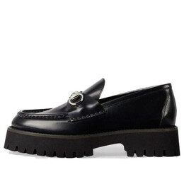 Кроссовки rubber lug sole loafer with horsebit 'black leather' Gucci, черный 764211-ds800-1000 | black