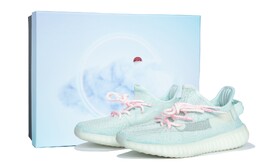 Кроссовки Adidas Yeezy Boost 350 V2 Lifestyle Shoes Unisex Low-top Blue/pink, голубой hq6316(team柒-男女款350冰淇淋sbox） | ice blue powder
