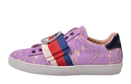 Кеды женские Gucci с кружевом, фиолетовый / розовый 498705 9mw10 5460