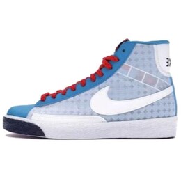 Кроссовки Nike Blazer High Neo Turquoise/Midnight Navy-Cement Red Women's, синий 317808-411 | blue with white lettering
