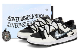 Кроссовки Nike Dunk Skateboard Shoes Women's Low-Top Black Silver/White cw1590-100(team62-黑银熊猫女款)
