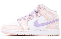 Баскетбольные кроссовки Air 1 Vintage женские с высоким верхом белый/розовый Jordan fd8780-601(team肆-粉色花卉少女t) | pink