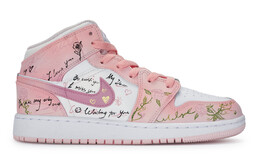 Баскетбольные кроссовки Air 1 Vintage женские с высоким берцем, белый/желтый Jordan fd8780-601(team80-女款情话s-box） | pink/white yellow