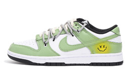 Кроссовки Nike Dunk Skateboard Shoes Women's Low-Top White/Green cw1590-100(team拾伍-女款绿笑脸)